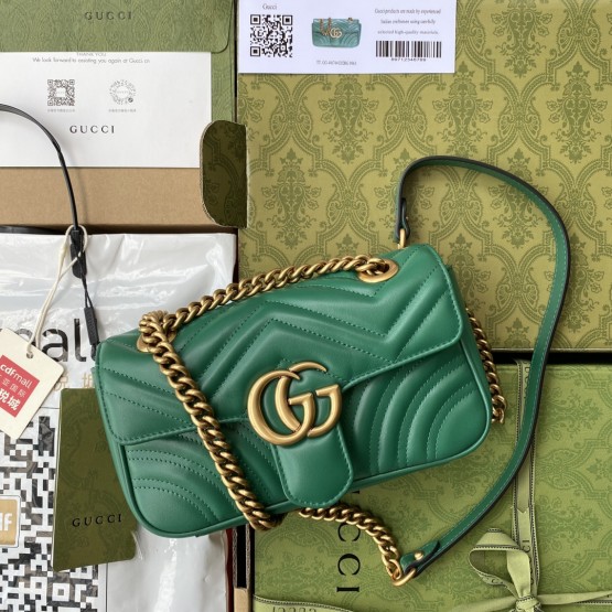 Gucci GG Marmont matelasse 22cm mini bag 446744 Green