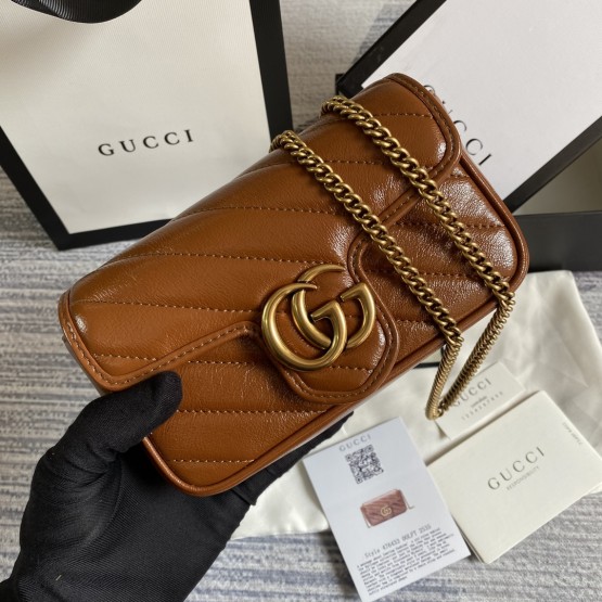 Gucci GG Marmont matelasse super mini bag 476433 Coffee