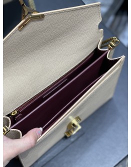 YSL CASSANDRA Caviar Black&White&Beige 22cm