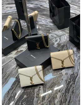 YSL CASSANDRA Caviar Black&White&Beige 22cm