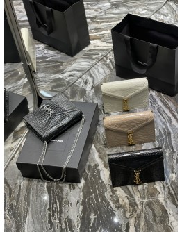 YSL CASSANDRA CROC Black&White&Beige 22cm