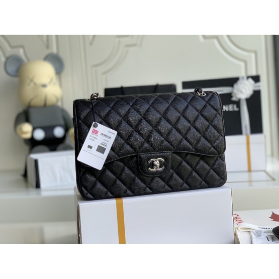 C-C CF Bag Jumbo 30cm Caviar Leather in Silver Hardware