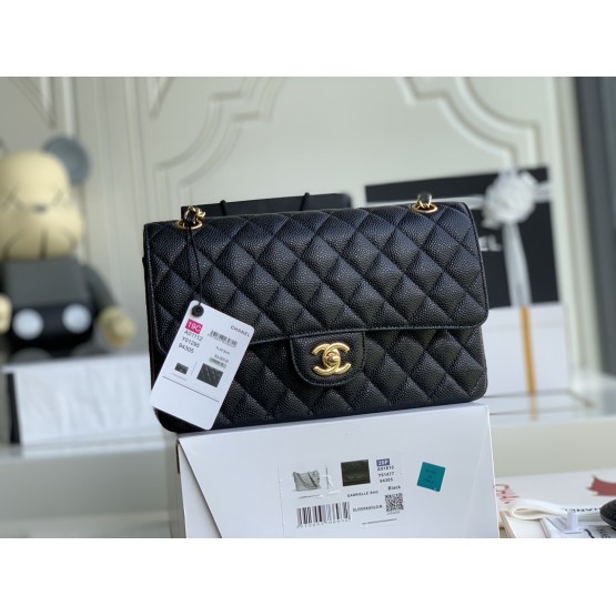  C-C CF Bag  Medium Caviar Leather in Gold Hardware
