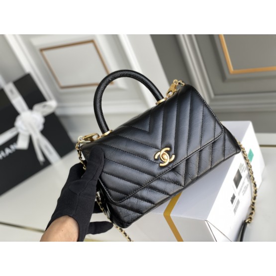 C-C  Top Handle Smooth Leather Retro 24cm
