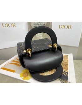 Dior Lady Dior Mini Classic Tote Bag With Lambskin Black
