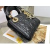 Dior Lady Dior Mini Classic Tote Bag With Lambskin Black