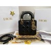 Dior Lady Dior Mini Classic Tote Bag With Lambskin Black