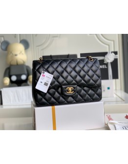 C-C CF Bag  Jumbo 30cm Lambskin Leather in Gold Hardware