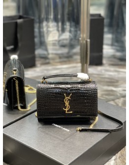 YSL Sunset Croc WOC 19cm Black