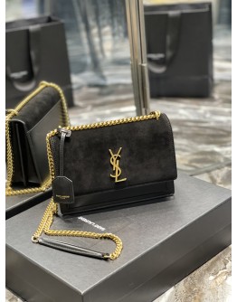 YSL Sunset Small 22cm Black Velvet Bag