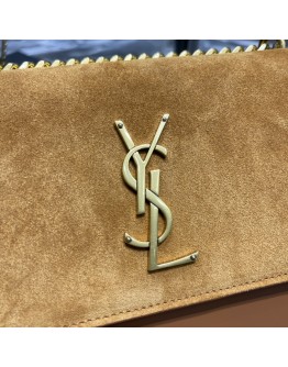 YSL Sunset Small 22cm Brown Velvet Bag