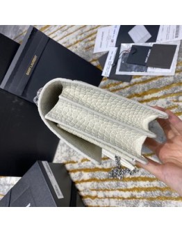 YSL Sunset Small 22cm Croc White Bag
