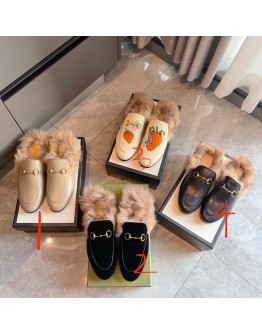 Gucci Flat With Fur Black