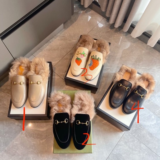Gucci Flat With Fur Black