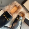 Gucci Flat With Fur Black