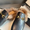 Gucci Flat With Fur Black