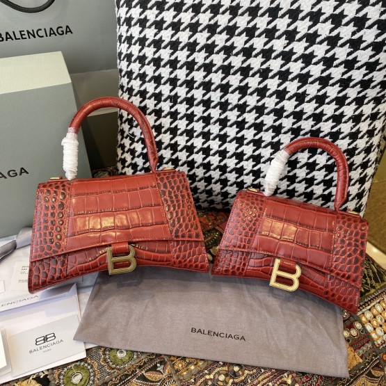 Balenciaga Hourglass S&XS Size Bag in Dark Red