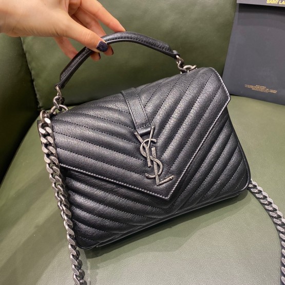 YSL College Bag 24cm Silver Hardware