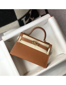 Hermes mini kelly 20cm Brown