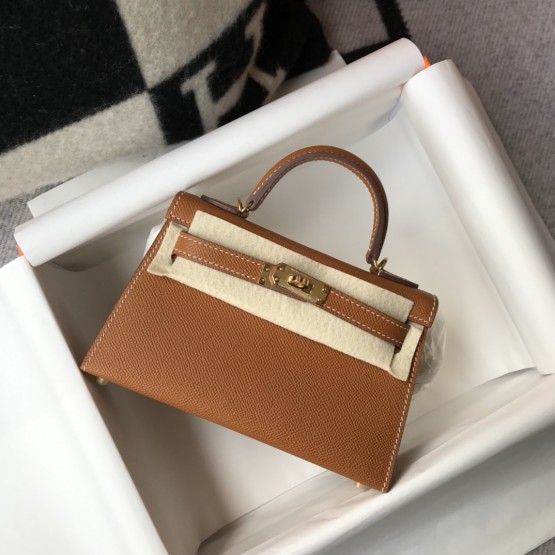 Hermes mini kelly 20cm Brown