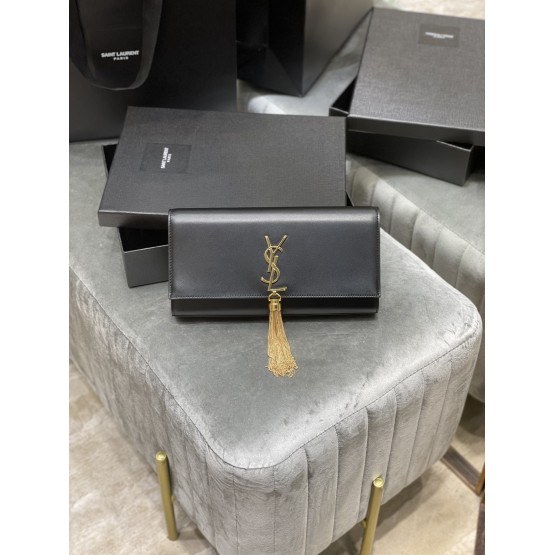 YSL Classic Monogram Clutch Black With tassel