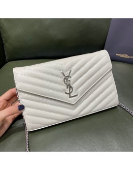 YSL Monogram College White in Gold&Silver Hardware