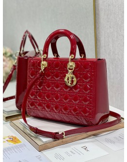 Lady Dior Patent Black&Red Large 32cm