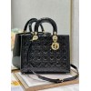 Lady Dior Patent Black&Red Large 32cm