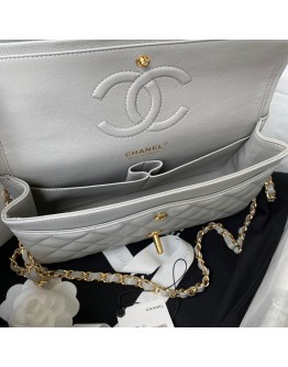 c-c Classic Flap Gray Caviar leather 