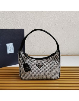 Prada Re-edition 2000 Crystal Hobo Bag black