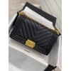 C-C Boy Caviar 25cm Chevron V Gold&Silver Hardware
