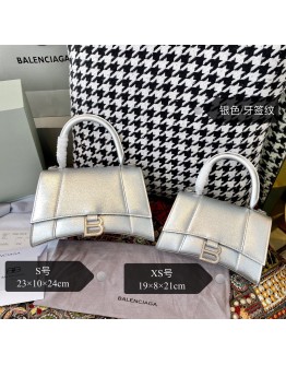 Balenciaga Hourglass  Bag in Shiny Silver