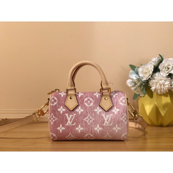 Louis Vuitton Nano Speedy Denim Pink & Blue