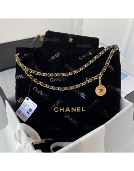 22K Tweed Shopping Tote Bag Black