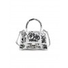 Balenciaga Hourglass Graffiti-Print Leather Top Handle Bag 661467 Black White