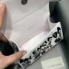 Balenciaga Hourglass Graffiti-Print Leather Top Handle Bag 661467 Black White