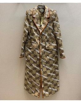 Gucci X Balenciaga Women's Logo Print Coat Coffee