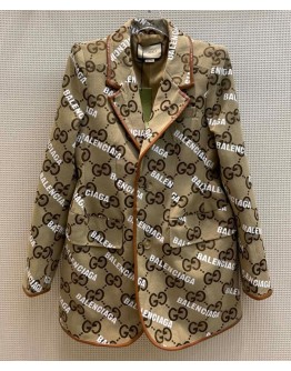Gucci X Balenciaga Women's Logo Print Jacket Coffee