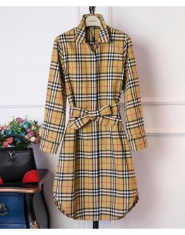 Burberry Women's Vintage Check Cotton Tie-waist Shirt Dress Yellow