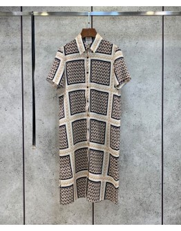 Dior Women's Silk Print Dress Cream