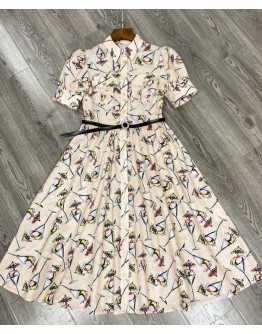 Dior Women's Printed Dress Cream