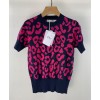 Dior Women's Leopard Print Knitted T-shirt