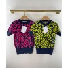 Dior Women's Leopard Print Knitted T-shirt
