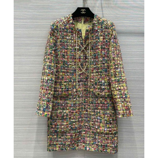 C-C Women's Colorful Tweed Dress Polychrome