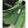 C-C Women's Tweed Coat Green