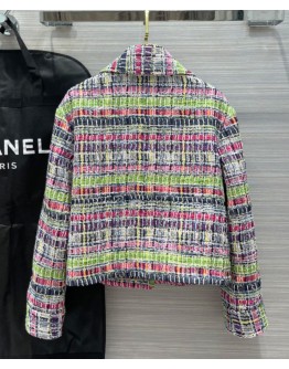 C-C Women's Color Block Tweed Jacket Polychrome
