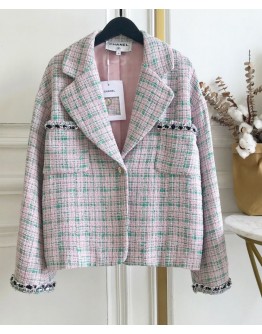 C-C Women's Tweed Jacket Pink