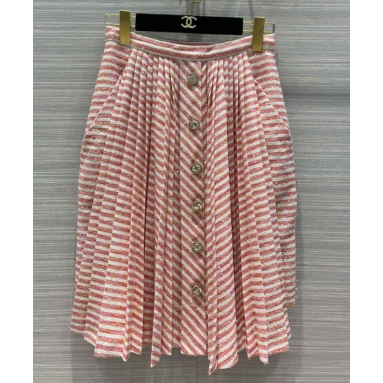 C-C Women's Tweed Striped Skirt Pink