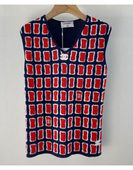 C-C Women's Color Block Knitted T-shirt Red