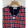 C-C Women's Color Block Knitted T-shirt Red